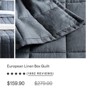 NEW Quince European Linen Box Quilt Full/Queen